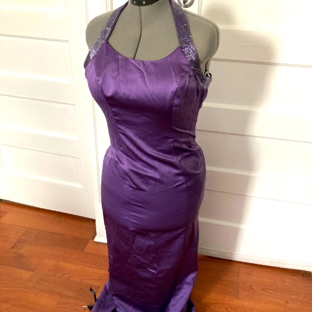 Purple halter prom dress size 6